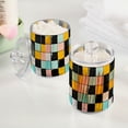thumbnail image 2 of Yayeee 4 Pack Qtip Holder Bathroom Cotton Swab Canister with Lid Clear Dispenser Set, Yellow Checkered Pattern, 2 of 6