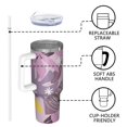 thumbnail image 4 of Floral 40oz Tumbler– Stainless Steel Insulated Tumbler with Handle and Straw, Large Capacity Travel Cup for Hot & Cold Drinks,Thanksgiving,Christmas, Spring,Flower, 4 of 6