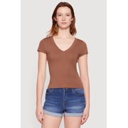 Women's V Neck Short Sleeve Basic Tee