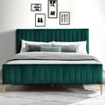 thumbnail image 4 of Omax Decor Julia Wood and Fabric Upholstered Queen Platform Bed in Green, 4 of 4