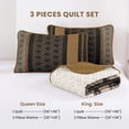 thumbnail image 2 of Queen Quilt Set Brown,Striped Bedspread Queen Size, Fall Bedding Sets 3 Pieces Micofiber Lightweight Quilts with 2 Pillow Shams Coverlet Bed Sets for Women Men 96''x90'', 2 of 15