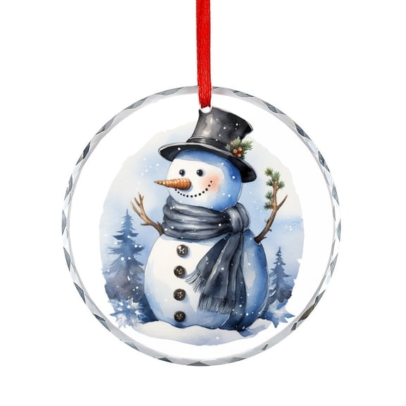 Watercolor Snowman Glass Ornament Xmas Tree Decorations Xmas Rustic Winter Holiday Round Glass Christmas Ornaments