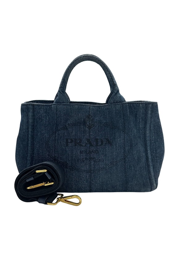 Pre-Owned Prada PRADA handbag for women, brand name, handbag/shoulder bag, 2-way, denim, Canapa...