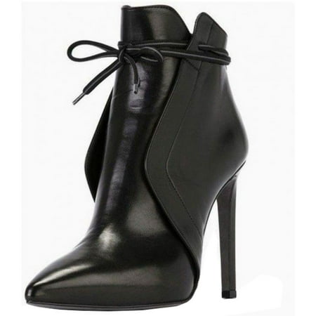 KBKYBUYZ Women Pointed Toe Thin High Heels Casual Leather Shoes Short Boots With Back Zipper Comfortable Elegant Shoes