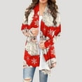 thumbnail image 2 of DDAPJ pyju Womens Christmas Cardigans Prime Day Deals, Xmas Printed Lightweight Kimono Cardigan Open Front Long Sleeve Shawl Collar Outwear Tops Red S, 2 of 6