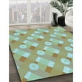 thumbnail image 3 of Ahgly Company Tapis Rond Lavable en Machine Intérieur Transitionnel Bleu Vert, 4 Pieds Rond, 3 of 7