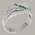 thumbnail image 2 of LBG British Made 9k White Gold Natural Emerald Mens band Ring - 33 size options - Size 11.5, 2 of 6