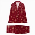 thumbnail image 2 of NOLDARES Family Christmas Pajamas Matching Sets Button Down Xmas Pjs Sets Holiday Sleepwear Long Sleeve Nightwear,A511-Wine, 2 of 6