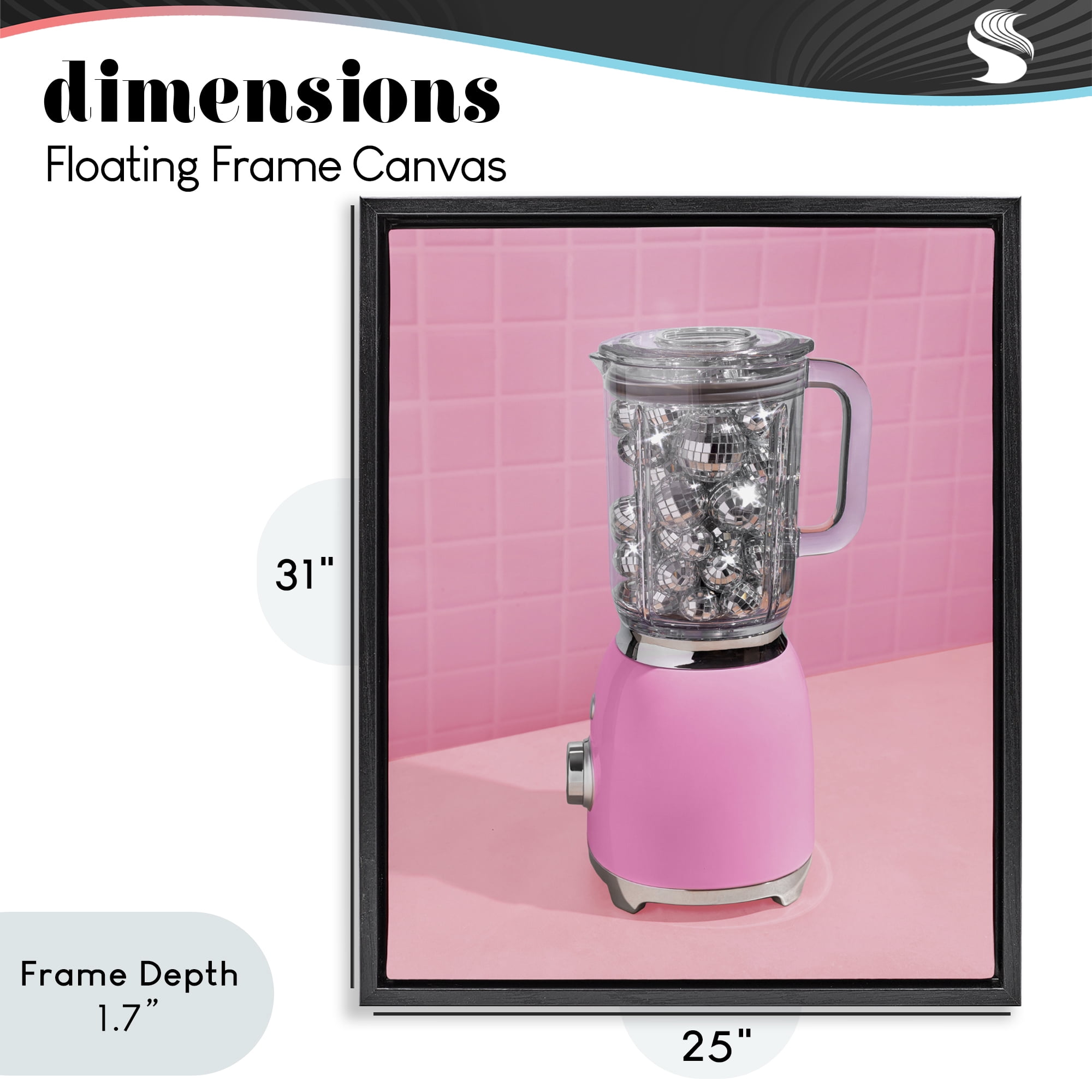 Stupell Industries Disco Drink Blender over Pink Black Framed Floater Canvas Wall Art, design by LISH Creative