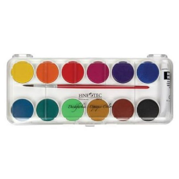 Finetec FW6012 Peinture Aquarelle Opaque avec Couvercle en Plastique - 12 Couleurs