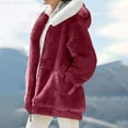 thumbnail image 4 of iHPH7 Womens Fleece Jacket Winter Jackets for Women Sherpa Fleece Jacket Women Fluffy Jacket Womens Winter Clothes Hooded Jacket Women Casual Zip Up Fleece Hoodies Wine XXL, 4 of 9