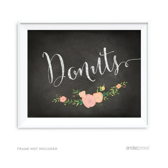 Donuts Chalkboard & Floral Roses Wedding Party Signs
