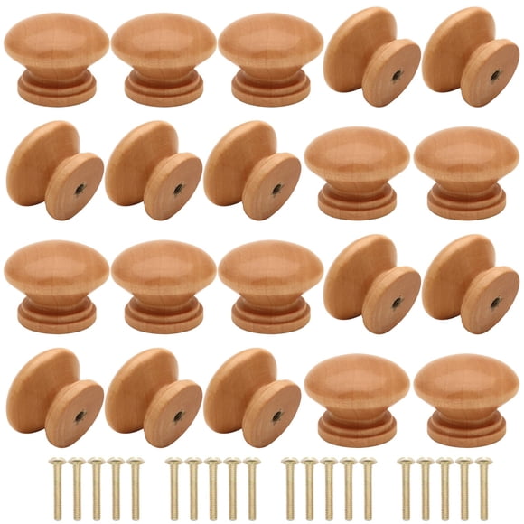 Pomos de madera para armarios Cangder, de 3,3 cm de diámetro y 2,6 cm de altura, 20 unidades