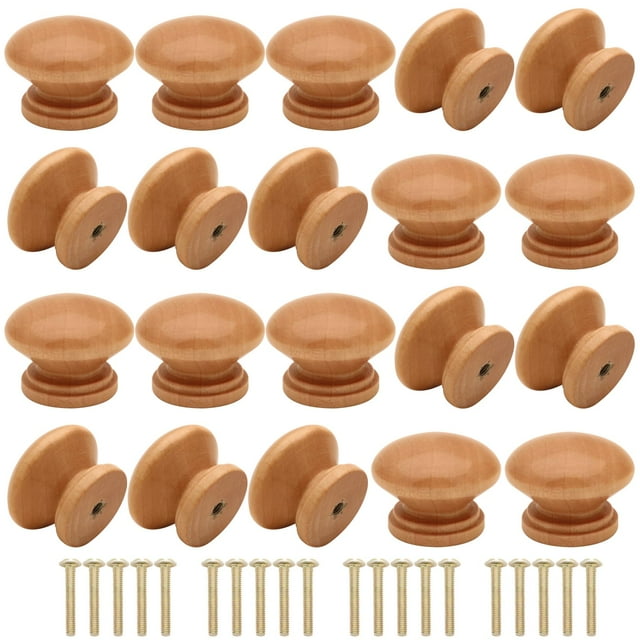 Pomos de madera para armarios Cangder, de 3,3 cm de diámetro y 2,6 cm de altura, 20 unidades