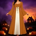 thumbnail image 2 of Palace Dresses for Women Long Sleeve Ruffle Hem Elegant Color Block Fashion Halloween Party Dress, 2 of 9