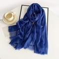 thumbnail image 2 of LIZUOJUN Women's Cotton Linen Scarves Light Soft Fashion Solid Scarf Wrap Shawl Long Scarf for Spring Summer Sheer Wrap with Frayed Edges Blue One Size, 2 of 5