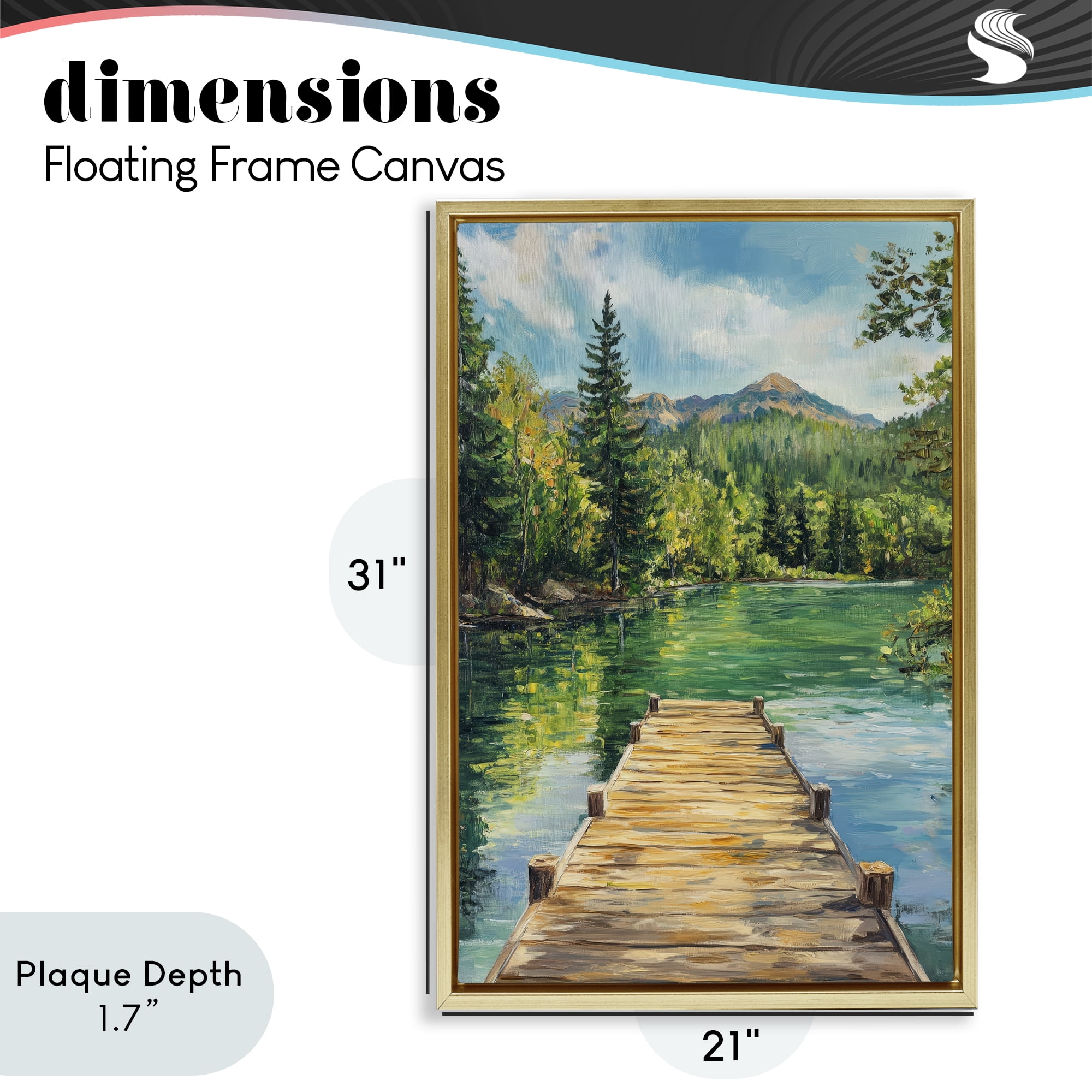 Stupell Industries Sunlit River Dock Gold Framed Floater Canvas Wall Art, design by Petal Prints Design