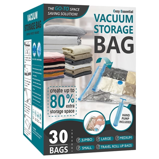 Bolsas de almacenamiento al vacío Cozy Essential, paquete de 30 con bomba manual