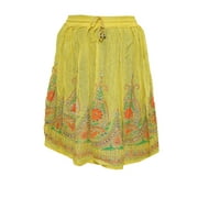 Mogul Women's Beach Skirt Yellow Sequin Fashion Short Skirts