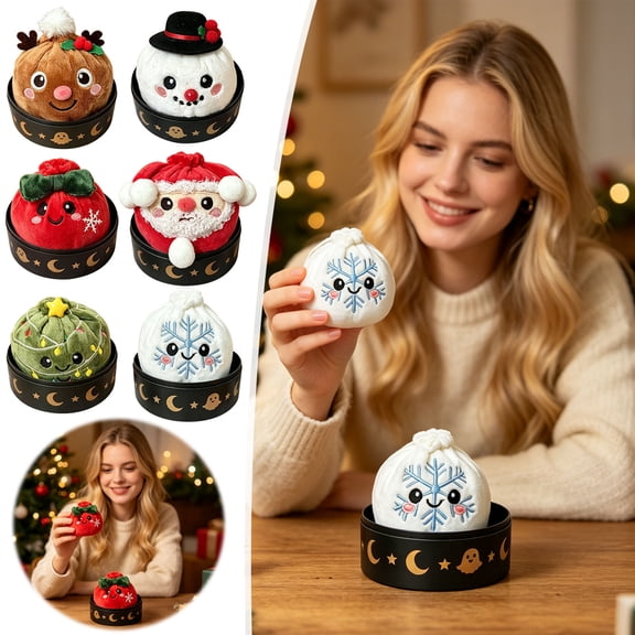 6PC Christmas Stress Relief Decor Xmas Holiday Party Desktop Decorations as Gifts for Families Friends