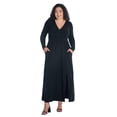 thumbnail image 4 of Plus Size V Neck Long Sleeve Side Slit Maxi Dress, 4 of 10