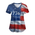thumbnail image 4 of felwors Fourth of July Scrub Tops Women Scrubs for Women Patriotic Shirts V Neck Pattern Short Sleeve Nursing Top (Dark Blue, XL), 4 of 6