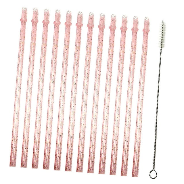 Conjunto de 12 pajitas reutilizables para celebraciones y ocasiones especiales , Rosa