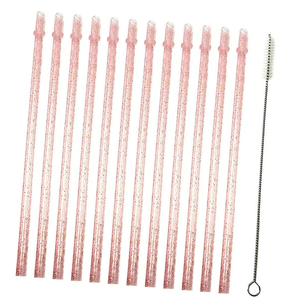 12 pajitas reutilizables, pajitas decorativas para beber, suministros creativos largos para fiestas en la piscina, té, restaurante, Bar, boda Rosa