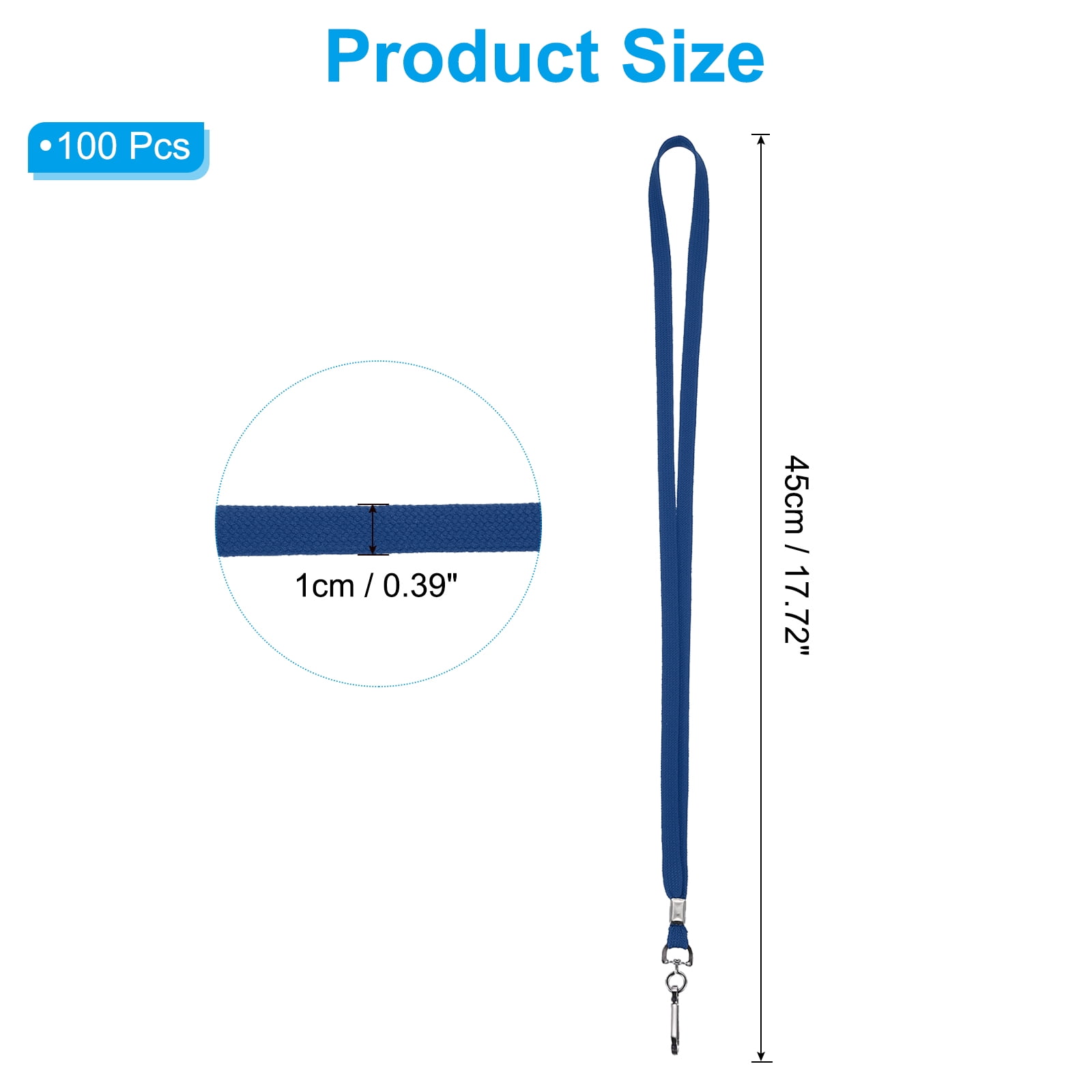 Uxcell Lanyards, 100Pack Neck Lanyards Bulk with Swivel Hook Clip for ID Badges Holder, Key, Office, Teachers, Dark Blue