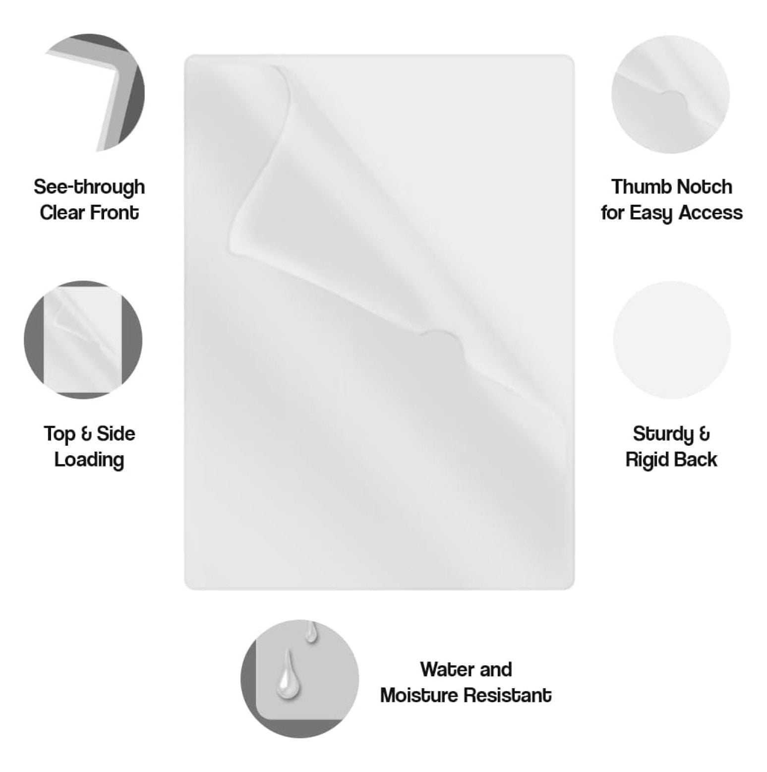 Frosted Clear Vinyl Folders - Heavy Duty Plastic Folders with Pocket, Letter Size L-Type Document Organizer for Office, Home & Medical Records - 50 Pack