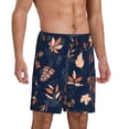thumbnail image 2 of Balery Autumn Leaves With Blue Pantalones cortos de pijama de punto de algodón para hombre con cinturilla y bolsillos-Medium, 2 of 6