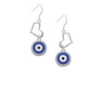 thumbnail image 2 of Delight Jewelry Silvertone Large Blue Evil Eye with AB Crystal Border Open Heart French Earrings, 2 of 4
