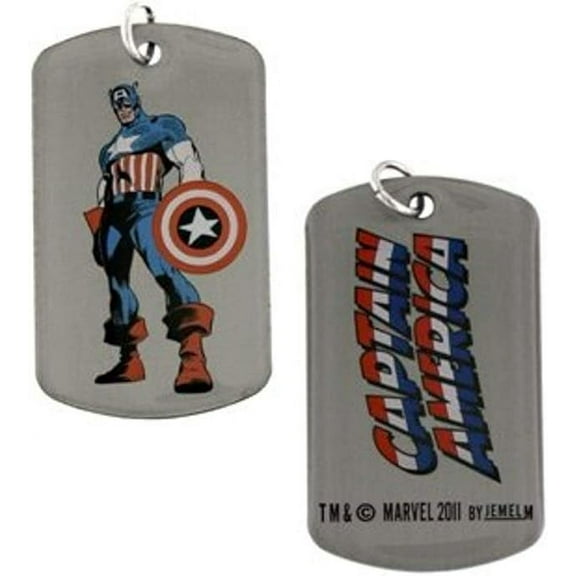 Captain America Standing Post with Shield Metal Dog Tag Necklace