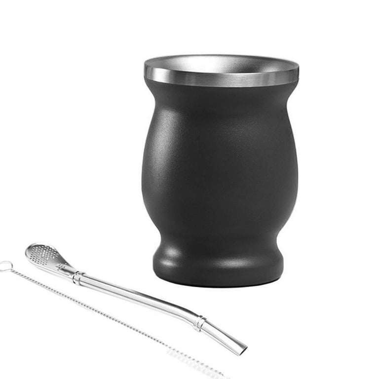 Customizable Black Stainless Steel Yerba Mate Cup Gourd + Bombilla –  Organic Yerba Mate