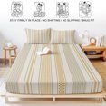 thumbnail image 5 of King Size Fitted Sheet Set - Farmhouse Stripe 3 Piece Bedding Sets 16" Deep Pocket Fitted Sheet with 2 Pillowcases, Boho Country Vintage Yellow Striped Brushed Microfiber Hotel Luxury Bed Sheets, 5 of 9