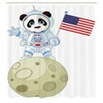 thumbnail image 3 of Ambesonne Panda Shower Curtain, Astronaut on Moon Cartoon, 69"Wx84"L, Red Navy White, 3 of 5