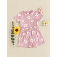thumbnail image 5 of Suealasg Kids Girls Summer Outfits 6M 1T 2T 3T 4T Short Sleeve Floral Print T-Shirt Tops Elastic Shorts 2Pcs Causal Beach Clothes for Toddler Baby Girls, 5 of 9