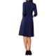 thumbnail image 3 of INSPIRE CHIC Vestido Vintage para Mujeres con Mangas 3/4, Cuello Alto, Vestido A-Line para Oficina, L Azul Profundo, 3 of 6