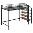 thumbnail image 5 of Harper & Bright Designs Twin Size Metal Loft Bed with Upper Grid Storage Shelf, Heavy Duty Metal Bed Frame with Storage Staircase for Bedroom Apartment, Black, 5 of 18