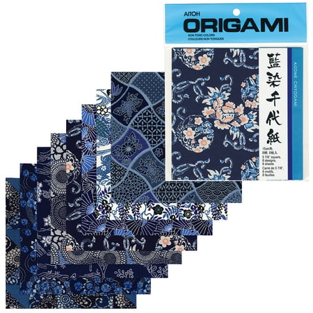 Aitoh Chiyogami Washi Paper, Aizome Chiyogami, 5-7/8