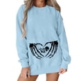 thumbnail image 2 of Yuhangmm Halloween Sweatshirts for Women Fashionable Casual Halloween Printed Hooded Zipper Sweatshirt for Women with Seasonal Graphic Blue L, 2 of 5