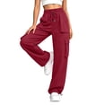 thumbnail image 5 of BUIGTTKLOP Cargo Pants for Women Drawstring High Waisted Outdoor Hiking Pants Wide Leg Loose Fitted Trousers with Pockets, 5 of 6