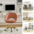 thumbnail image 3 of Luxury Office Chair Premium Modern Velvet Swivel Desk Chair with Chic Gold Base in Bold Colors Pink, 3 of 9