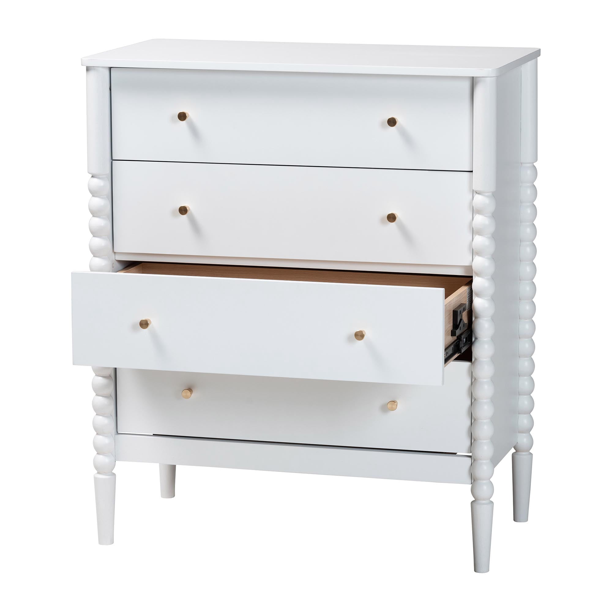 Baxton Studio Lucera Mid-Century Chest, 4-Drawer, White
