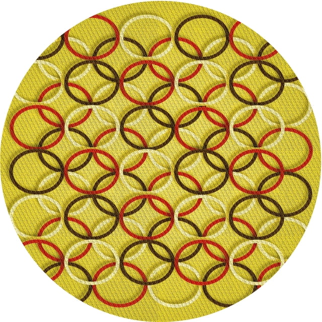 Ahgly Company Tapis Rond Lavable en Machine Intérieur Transitionnel Jaune Banane, 3 Pieds Rond