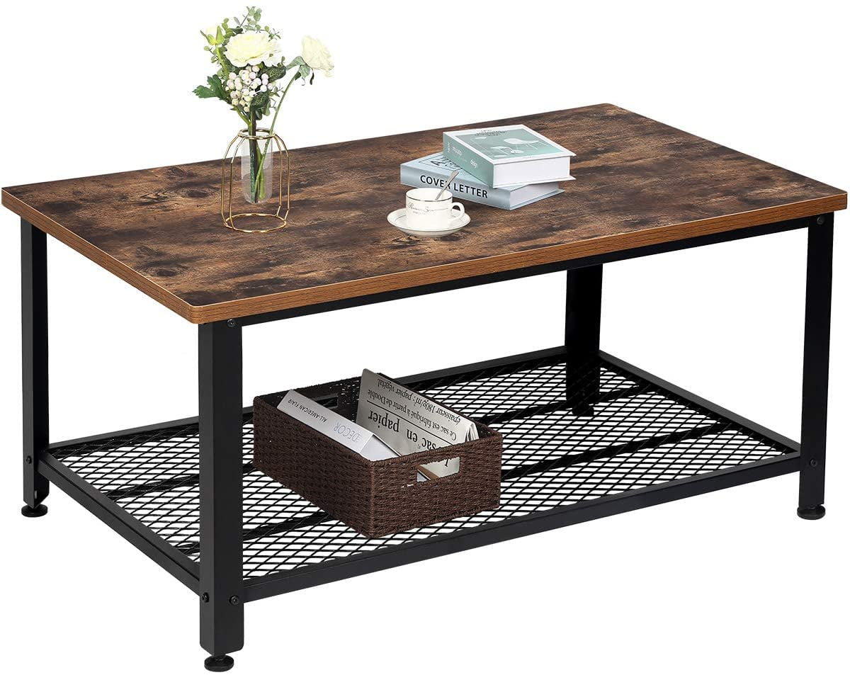 VELARHOME Coffee Table Rustic Cocktail Table Living Room ...