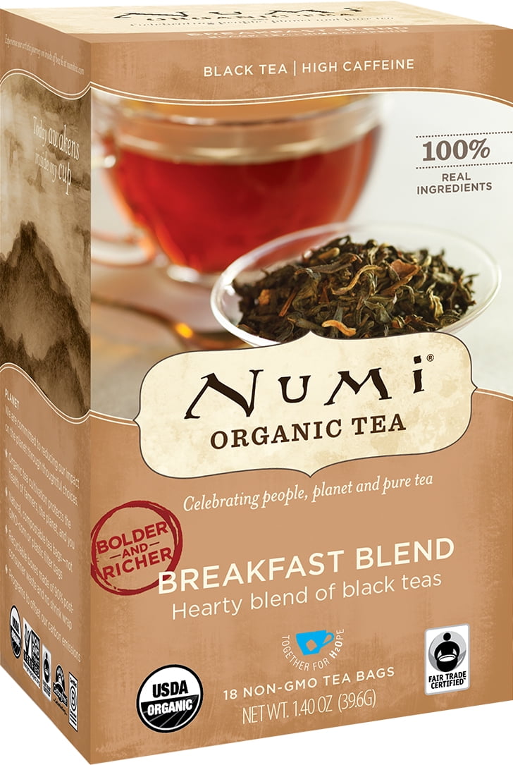 Numi Organic Tea, Breakfast Blend, Tea Bags, 18 Ct