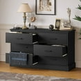 thumbnail image 5 of 6 Drawer Double Dresser for Bedroom, Modern Chest of Drawers Large Storage Cabinet for Living Room Hallway, Black, 5 of 11