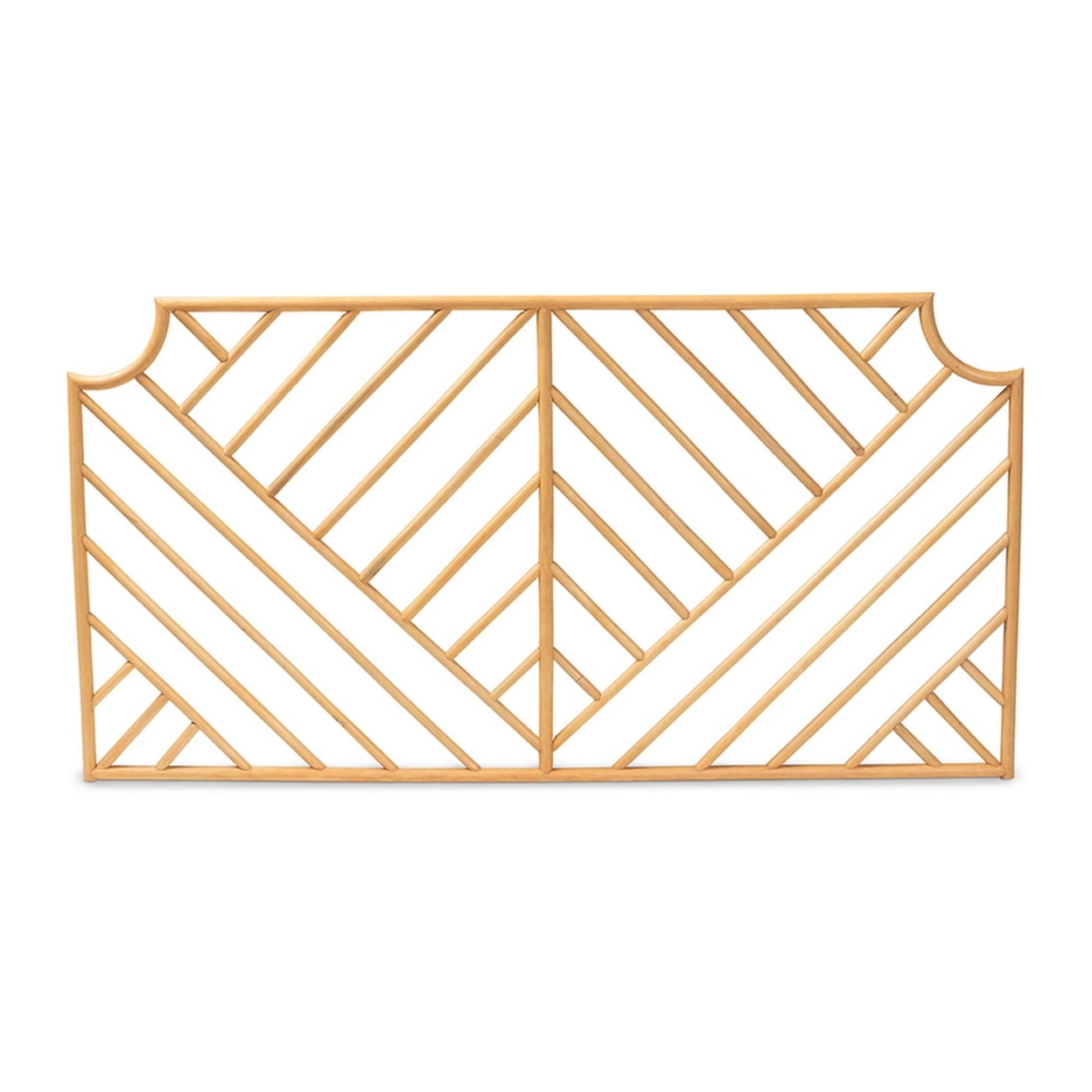 Baxton Studio Giza Modern Bohemian Natural Brown Rattan Queen Size Wall-mount Headboard