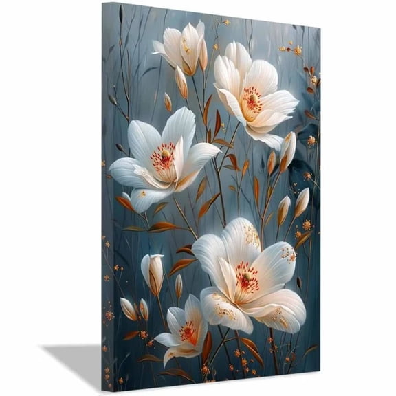 Mudket Framed,Canvas Wall Art,Ready to Hang,Wild Grass Floral Canvas Print,Modern Botanical Wall Decor,Flower Wall Artwork,for Bedroom Kitchen Living Room Office Decor - 12"L x 8"W